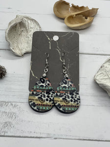 1.8 Inch Leopard Western Striped Earrings