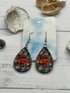 1.8 Inch Red Truck and Cactus Earrings