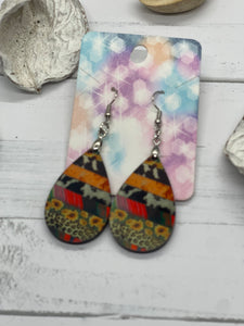 2 Inch Cow Print Striped Earrings