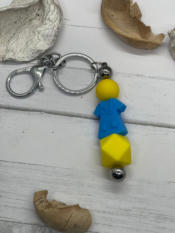 Blue and Yellow Scrubs beaded zipper pull