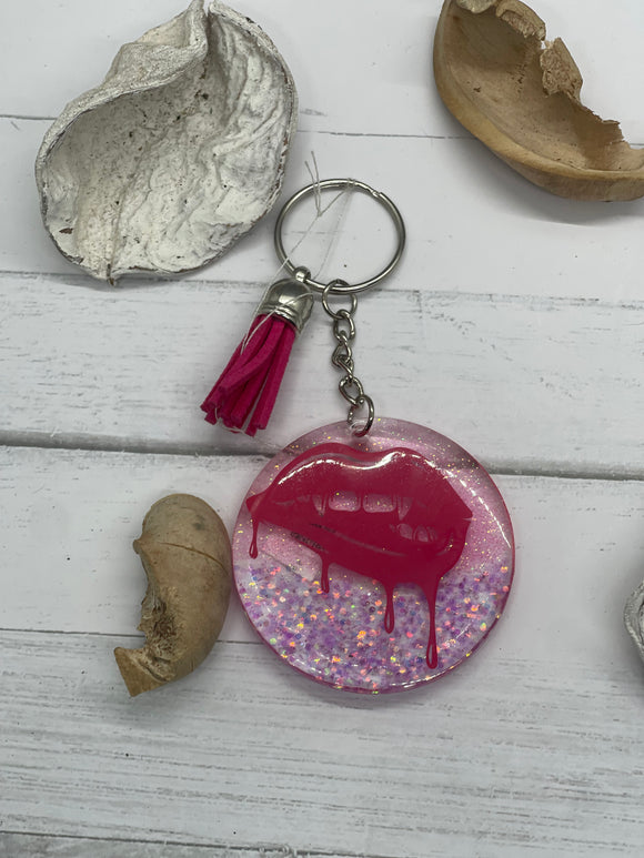 Pink lips keychain