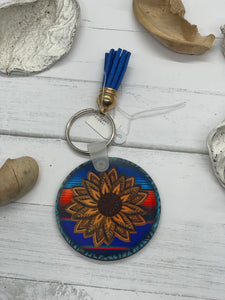 Brown western sunflower keychain