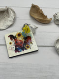 Cow with water colors and sunflower keychain