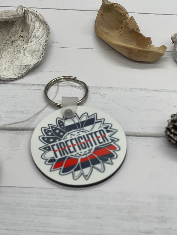 Firefighter sunflower keychain