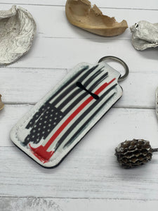 Red Line Flag Lip Gloss/Chapstick Keychain