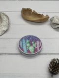 Pink Blue and Green with Purple Glitter Cactus Popsocket