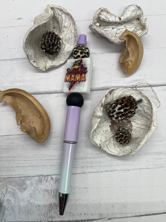 Lilac Softball Mama Beaded Pen