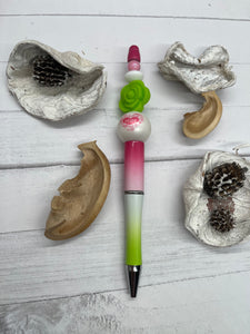 Mum Pink and Green Beaded Pen