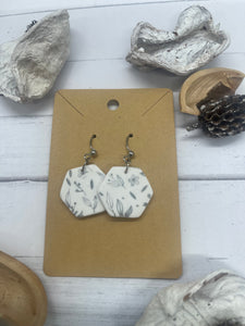 White and Silver Clay Earrings