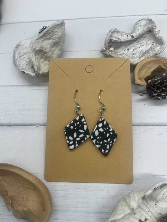 Black and White Clay Earrings