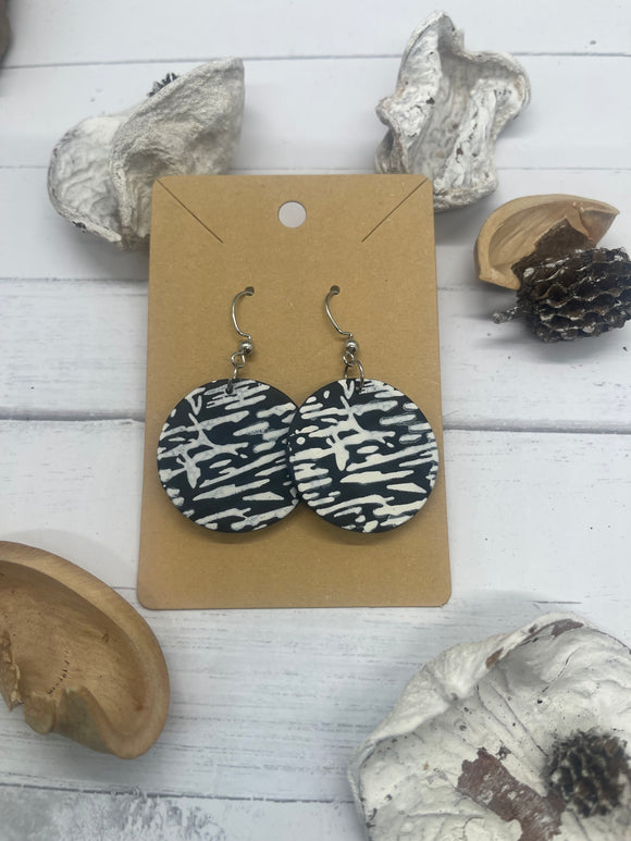 Black and White Clay Earrings