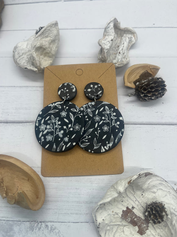 Black and White Clay Earrings