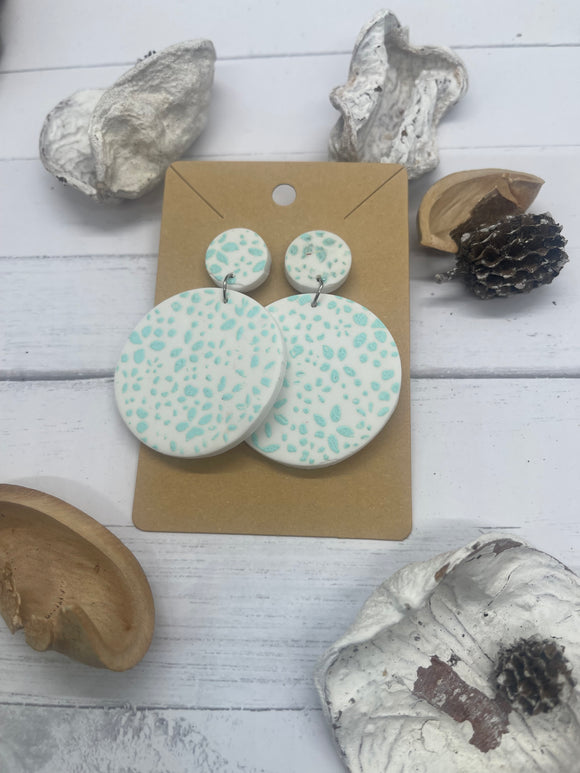 White and Turquoise Clay Earrings