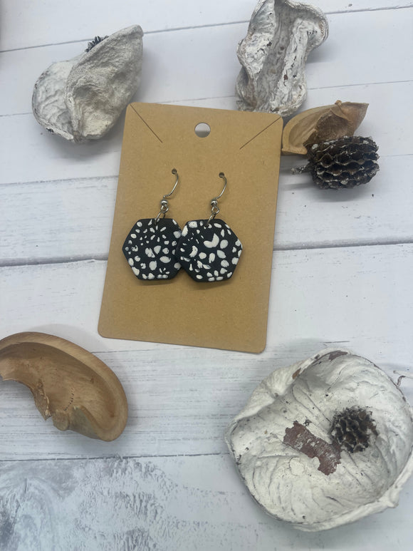 Black and White Clay Earrings