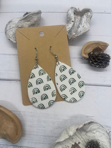 White and Green Clay Earrings