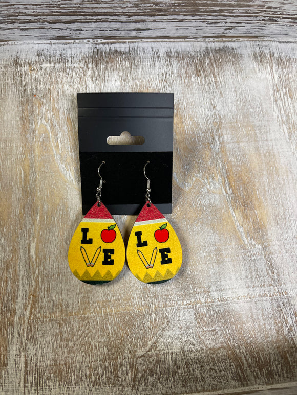 2 in love teacher earrings