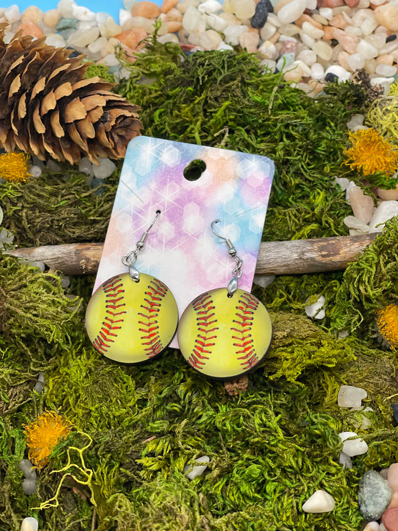 1 inch round Softball earrings