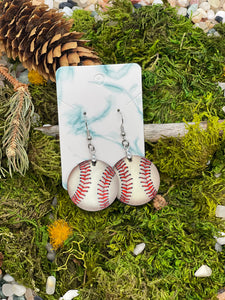 1 inch round Baseball earrings