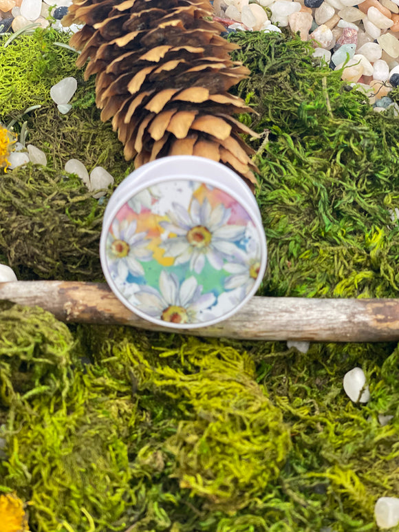 White daisy popsocket with multicolored background